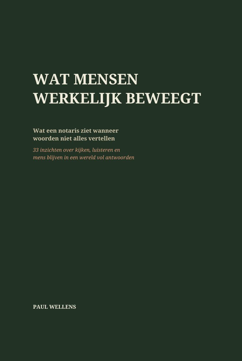 De donkergroene voorflap van Wat mensen werkelijk beweegt van Paul Wellens